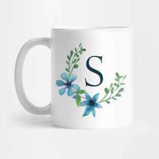 Floral Monogram S Pretty Blue Flowers Mug